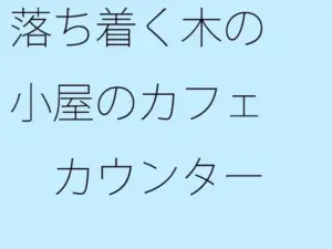 落ち着く木の小屋のカフェ カウンターからホットコーヒー